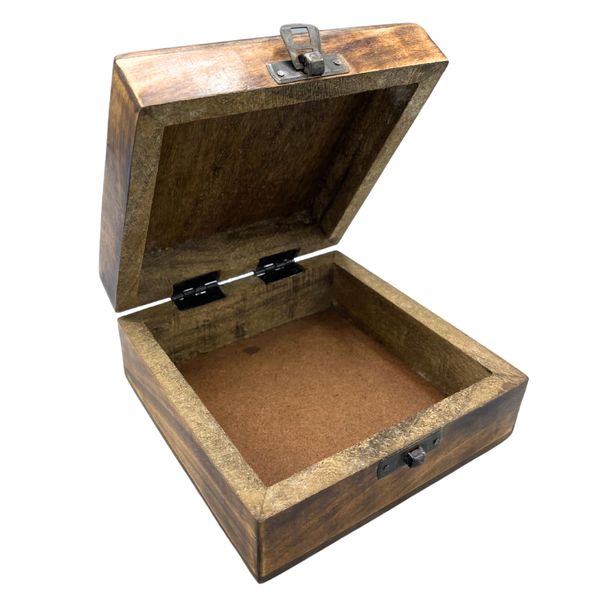 Vierkante Houten Bewaardoos 13x13x6cm - Boeddha