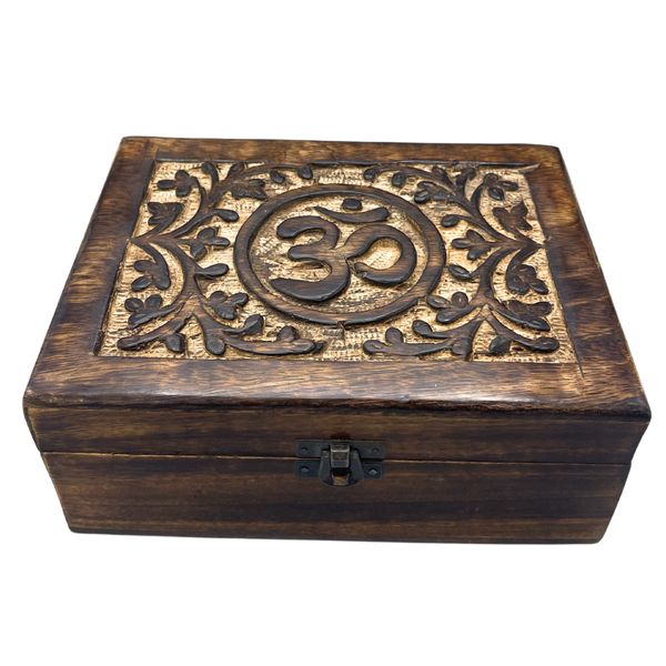 Grote houten bewaardoos 20x15x7.5cm - Om
