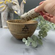 Houten Smudge- en Rituele Offerkom - Vier Elementen - 11x7cm
