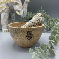 Houten Smudge- en Rituele Offerkom - Hamsa - 11x7cm