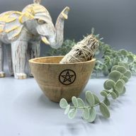 Houten Smudge- en Rituele Offerkom - Pentagon - 11x7cm
