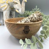 Houten Smudge- en Rituele Offerkom - Hamsa - 13x7cm