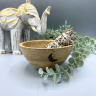 Houten Smudge- en Rituele Offerkom - Drie Manen - 13x7cm