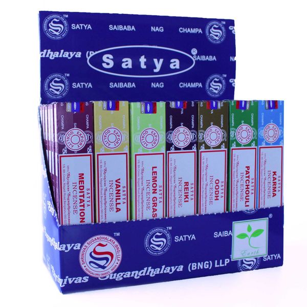 Weergaveverpakking van 42 - Satya assortiment wierook 15 gram