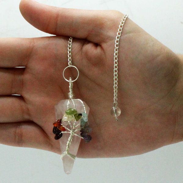Magic Pendulum - Zeven Chakra's - Rozenkwarts