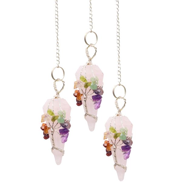 Magic Pendulum - Zeven Chakra's - Rozenkwarts