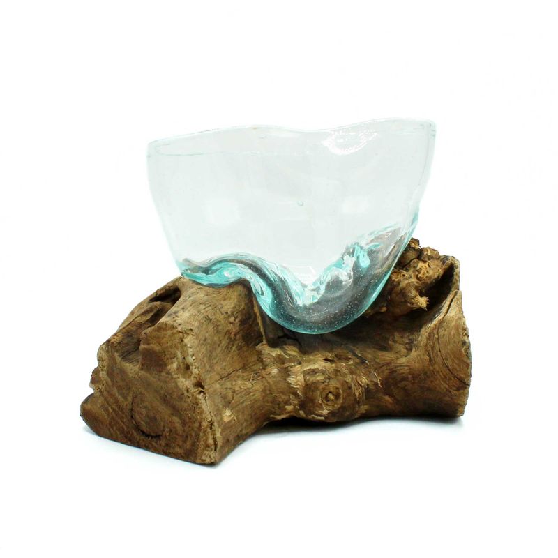 Gesmolten glas Arfully Misvormde Kom op Hout