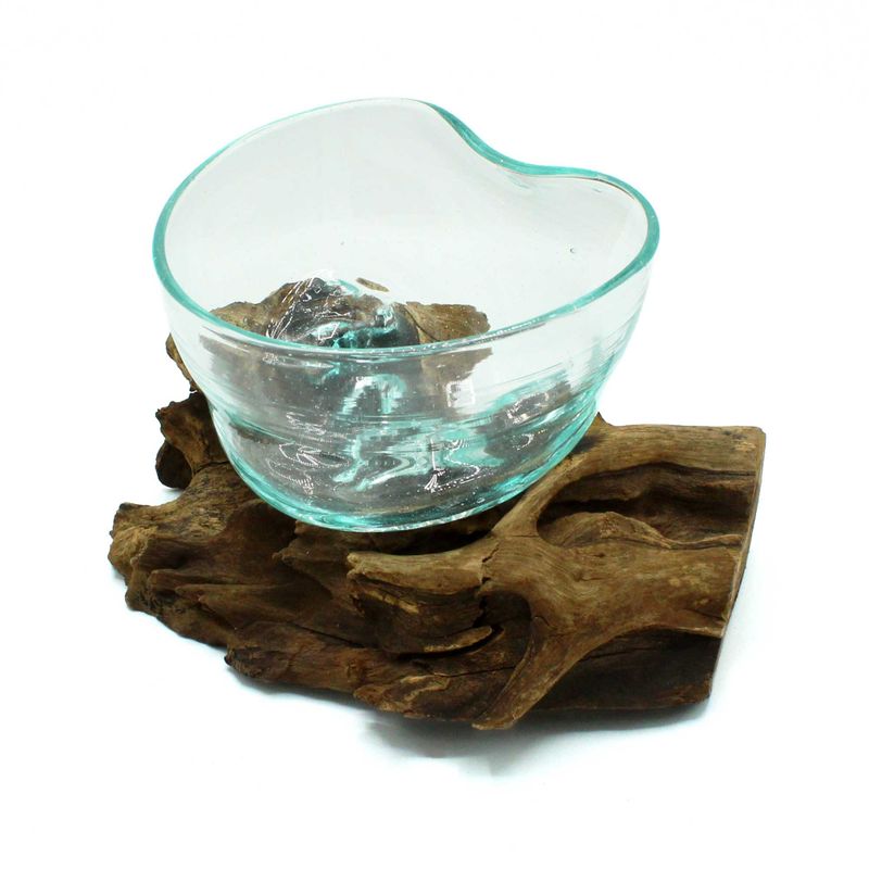 Gesmolten glas Arfully Misvormde Kom op Hout