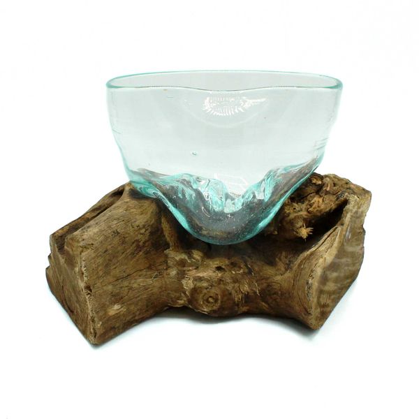 Gesmolten glas Arfully Misvormde Kom op Hout