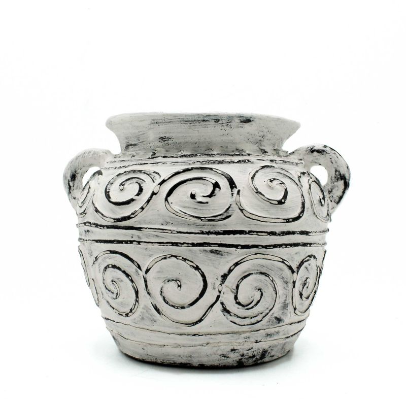 Griekse klei plantenpot met handvatten - Crème 15 cm