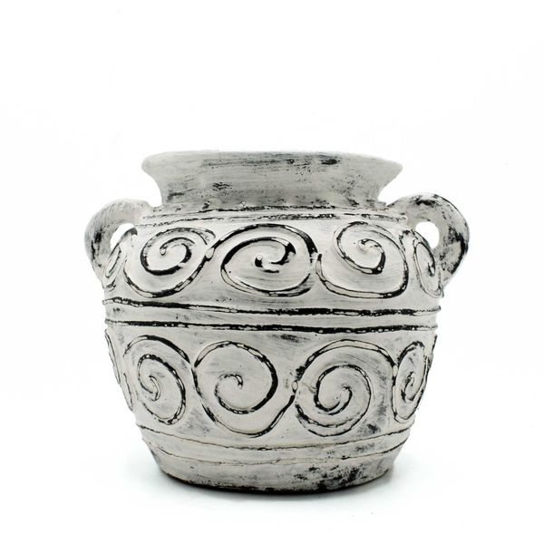 Griekse klei plantenpot met handvatten - Crème 15 cm