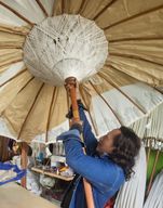 Bali Patio Parasol - Katoen - Turkoois Decor - 2m