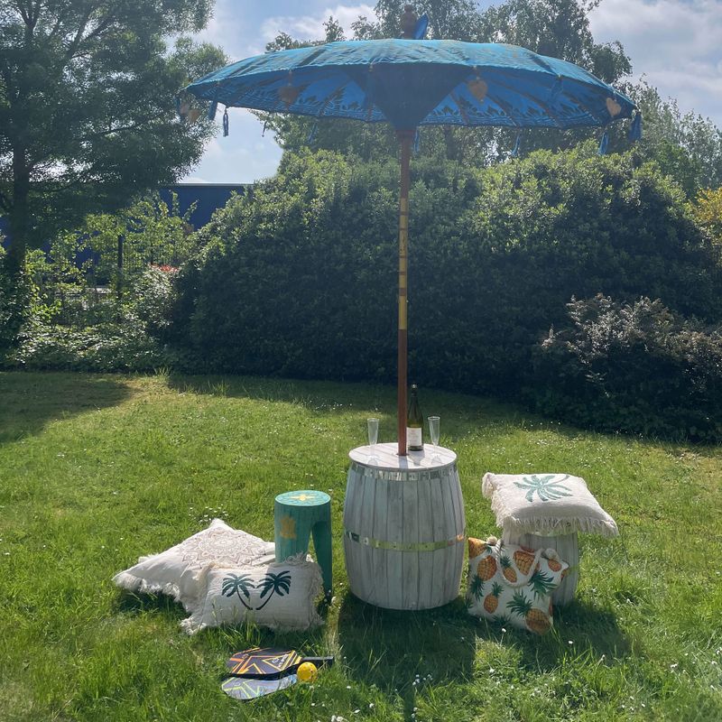 Bali Patio Parasol - Katoen - Turkoois Decor - 2m