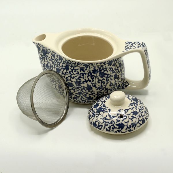 Kleine Kruiden Theepot - Blauw Patroon