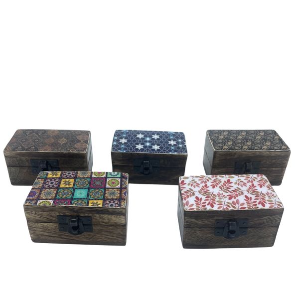 Houten Pillendoosjes 9x5x4cm - Meena Werk - Assorti