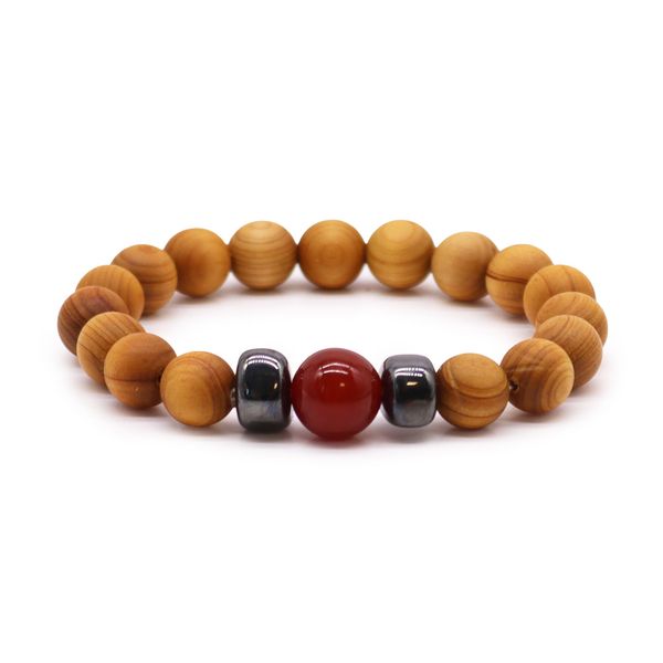 Cederhout Wortelchakra Armband met Rode Jaspis