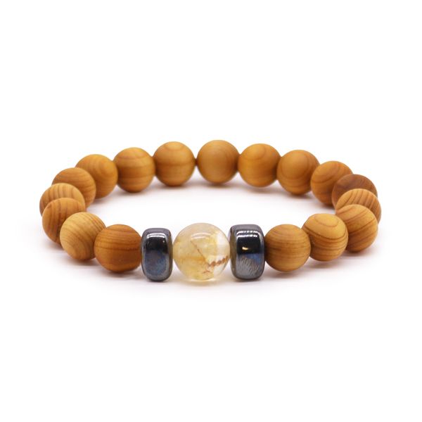 Cederhout Zonnevlecht Chakra Armband met Citrien