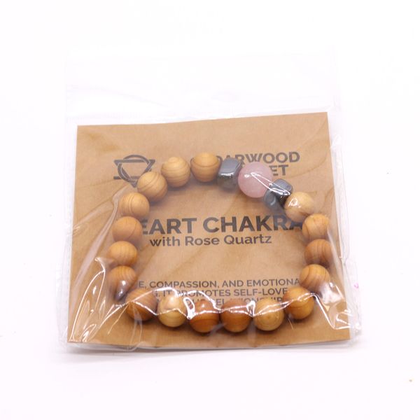 Cederhout Hartchakra Armband met Rozenkwarts