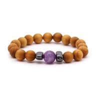 Cederhout Derde Oog Chakra Armband met Amethist