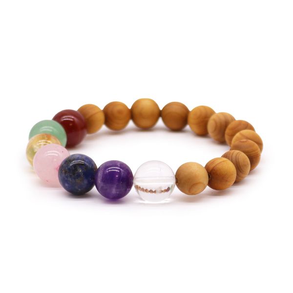 Cederhout & Zeven Chakra's Armband
