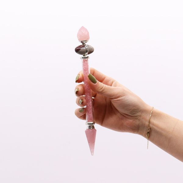 Shiva Lingam Toverstaf - Rozenkwarts - Liefde