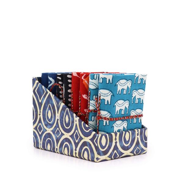 Block Print Assorti Katoenen Gebonden Notitieboekjes 7x10cm (displaypakket)