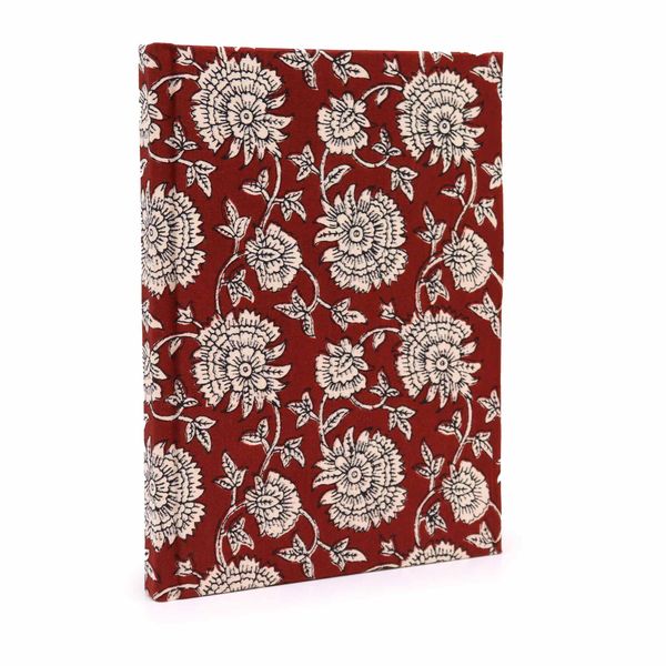 Katoenen Gebonden Notitieboekjes 20x15cm - Bordeaux Bloemen
