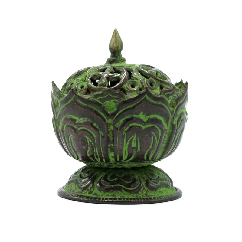 Messing Patina Tibetaanse Wierookbrander - Kleine Lotus
