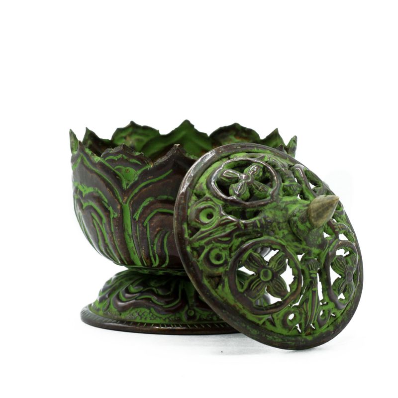 Messing Patina Tibetaanse Wierookbrander - Kleine Lotus