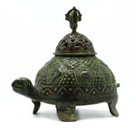 Messing Patina Tibetaanse Schildpad Wierookhouder - Groot