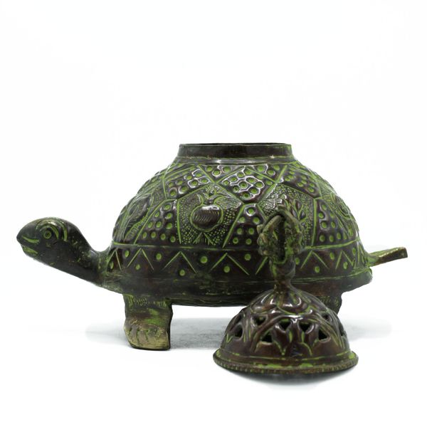 Messing Patina Tibetaanse Schildpad Wierookhouder - Groot