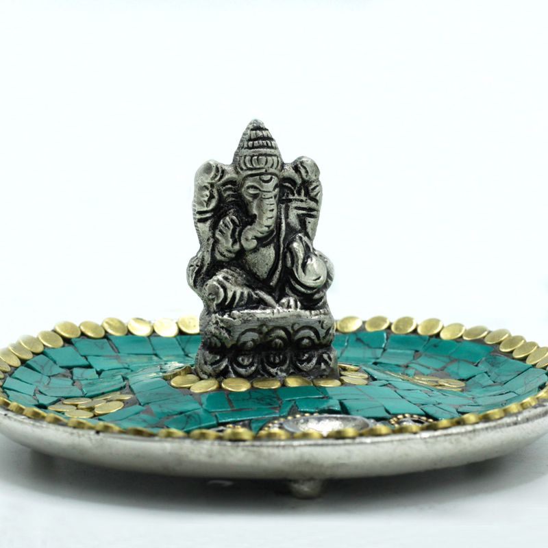 Ganesha Plaat Tibetaanse Decor Kegel & Stokjes Houder