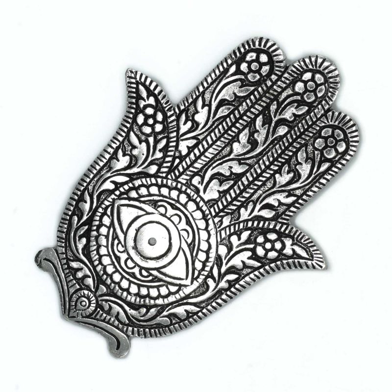 Gepolijst Aluminium Hamsa Wierookhouder 14cm
