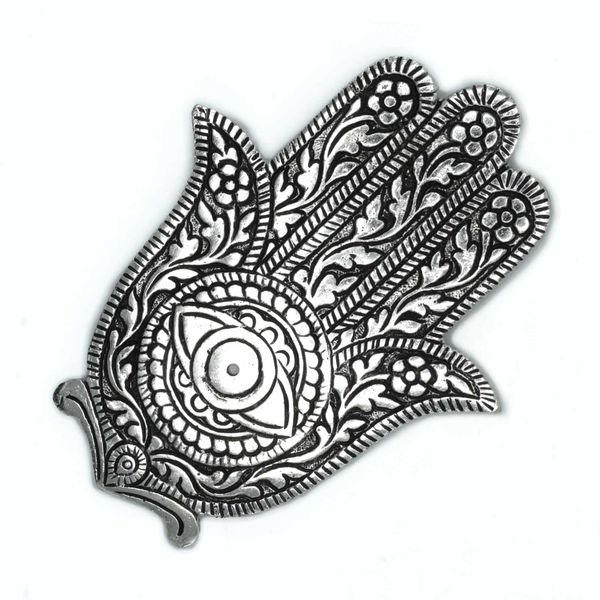 Gepolijst Aluminium Hamsa Wierookhouder 14cm