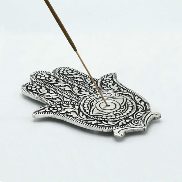 Gepolijst Aluminium Hamsa Wierookhouder 14cm