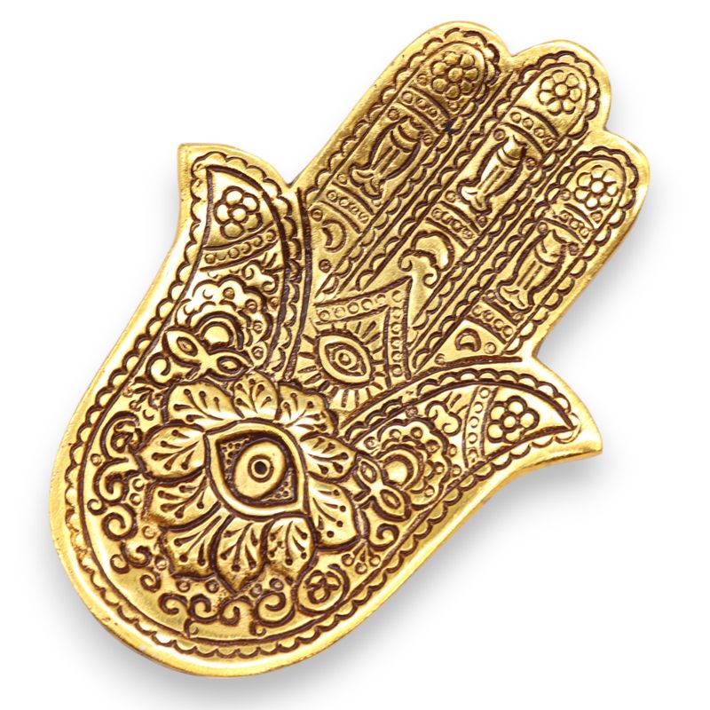 Goud Aluminium Kleine Hamsa Wierookhouder 13x5.5cm