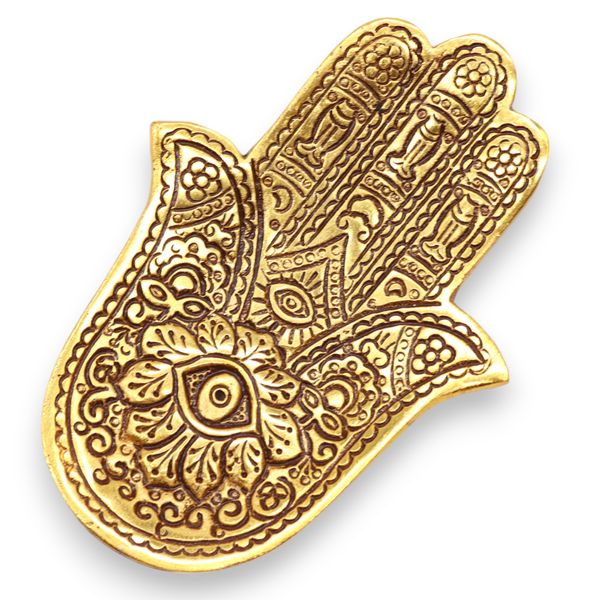 Goud Aluminium Kleine Hamsa Wierookhouder 13x5.5cm