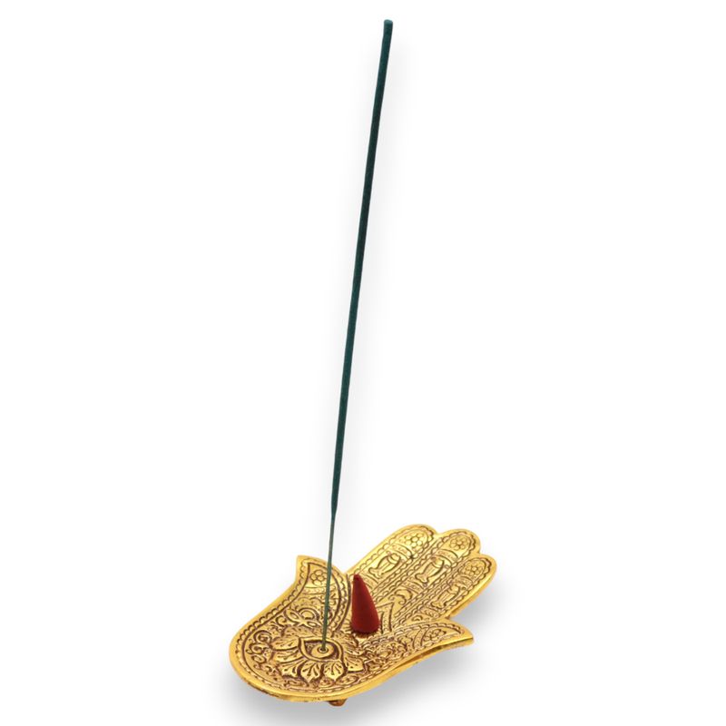 Goud Aluminium Kleine Hamsa Wierookhouder 13x5.5cm