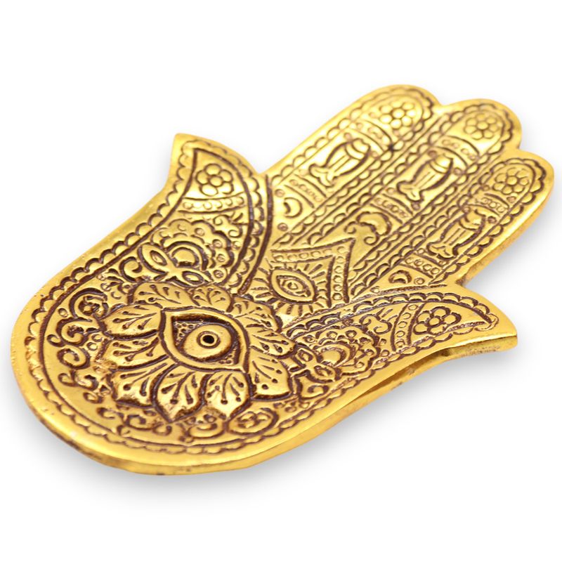 Goud Aluminium Kleine Hamsa Wierookhouder 13x5.5cm