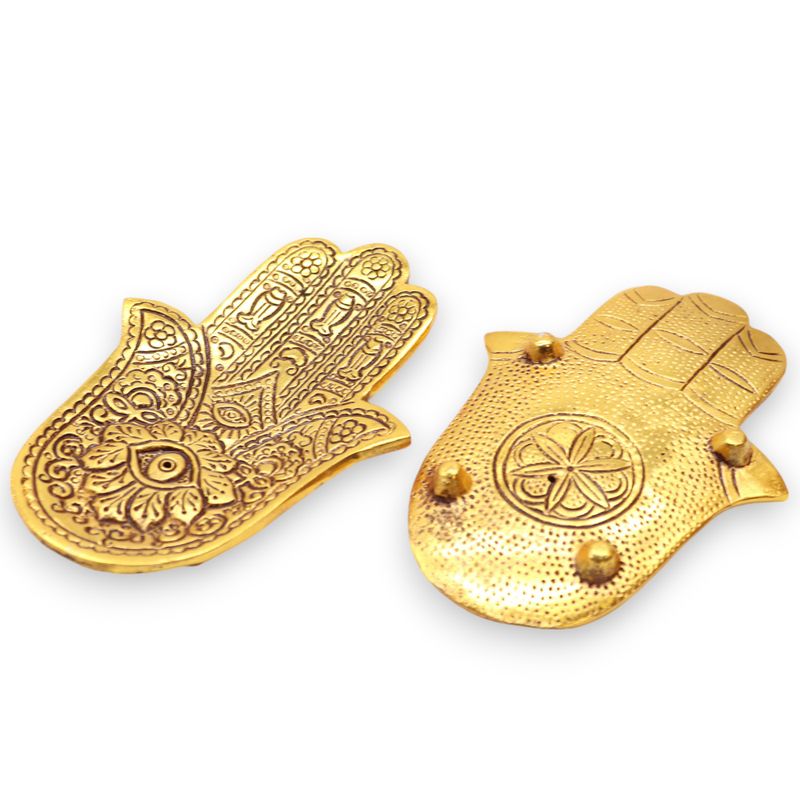 Goud Aluminium Kleine Hamsa Wierookhouder 13x5.5cm