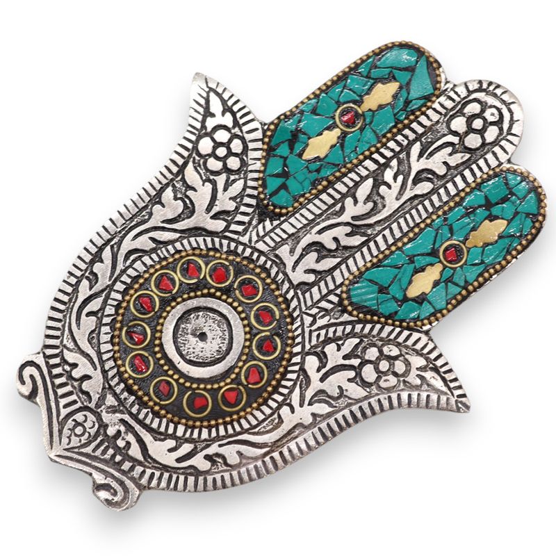 Groen Kleine Hamsa Wierookhouder 13x5.5cm