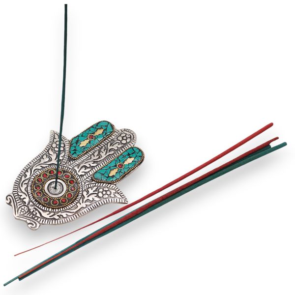 Groen Kleine Hamsa Wierookhouder 13x5.5cm
