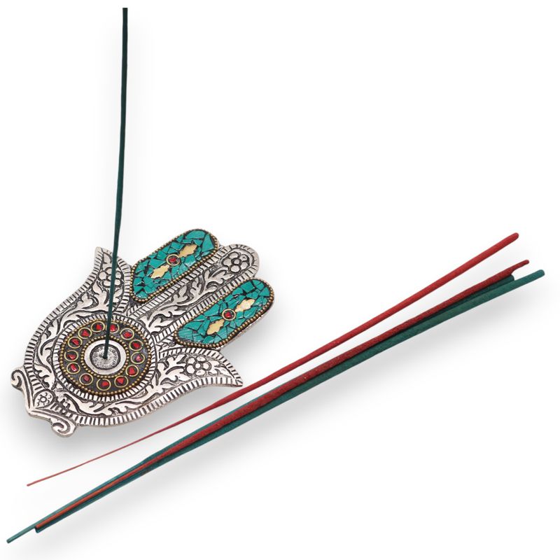 Groen Kleine Hamsa Wierookhouder 13x5.5cm