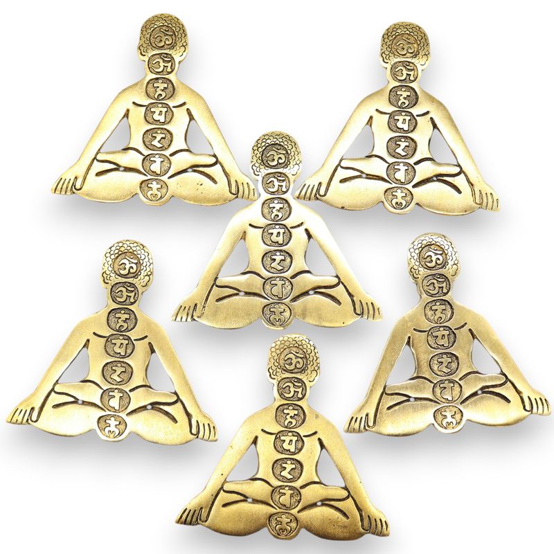 Goud Aluminium Zeven Chakra Yoga Wierookhouder 12x12cm