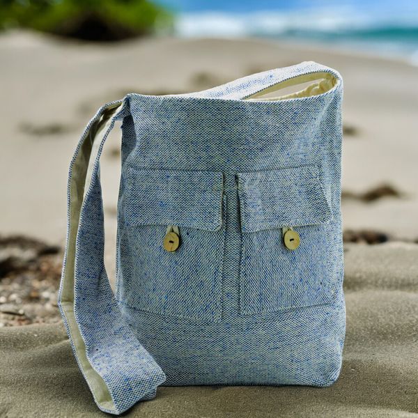 Tassen met Twee Zakken in Natuurlijke Tinten - Comp Denim - Medium