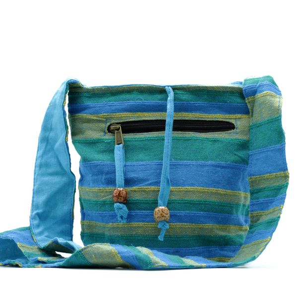 Nepal Schoudertas - Lente Weides Groen & Blauw