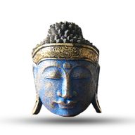 Huisdecoratie Boeddha Hoofd - 25cm - Blauwe Glansafwerking