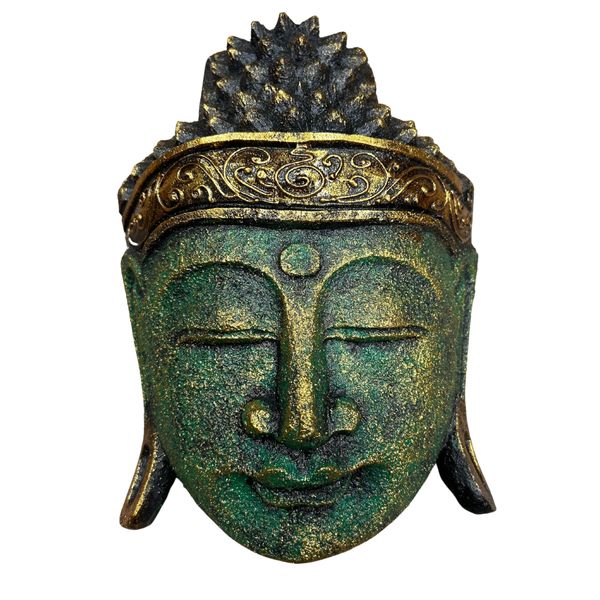 Huisdecoratie Boeddha Hoofd - 25cm - Groene Glansafwerking