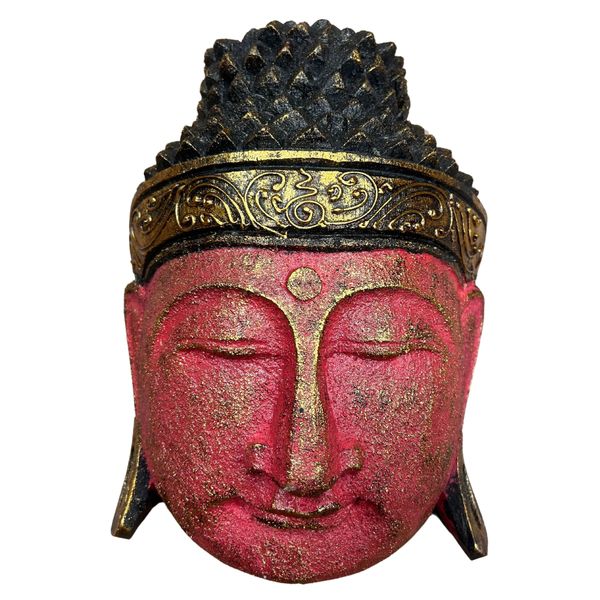 Huisdecoratie Boeddha Hoofd - 25cm - Rode Glansafwerking