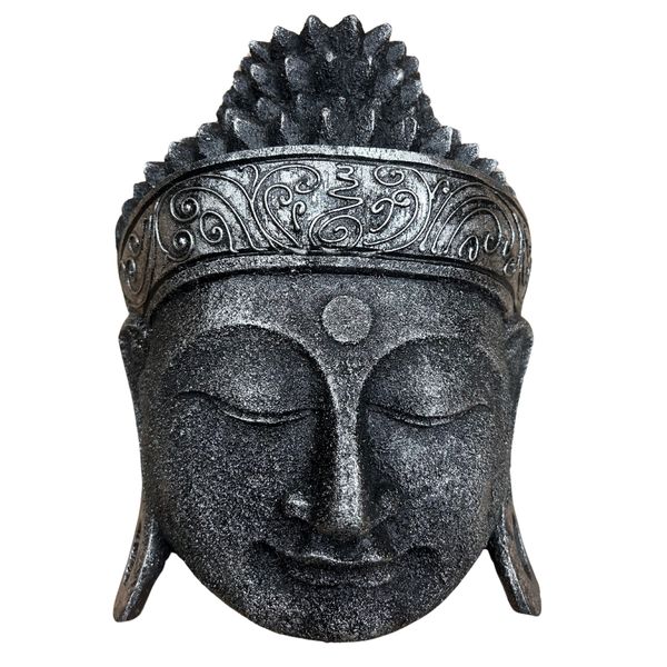 Huisdecoratie Boeddha Hoofd - 25cm - Zilveren Glansafwerking